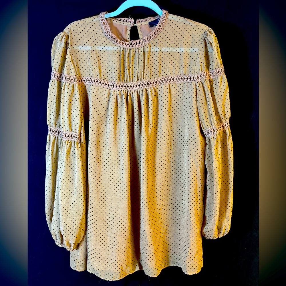 Suzanne Betro Tan Polka Dot Blouse